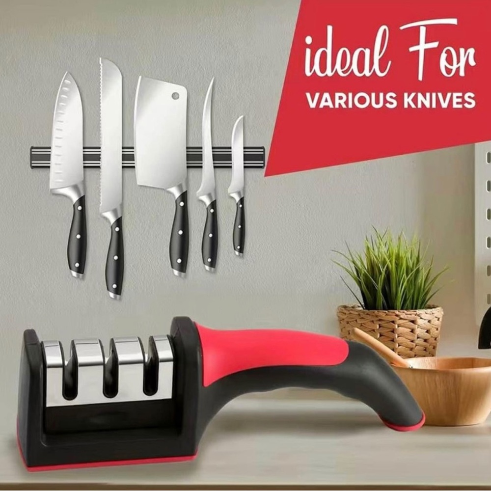 NEW 4-in-1 Knife Sharpener, Heavy Duty Steel Knives Sharpener